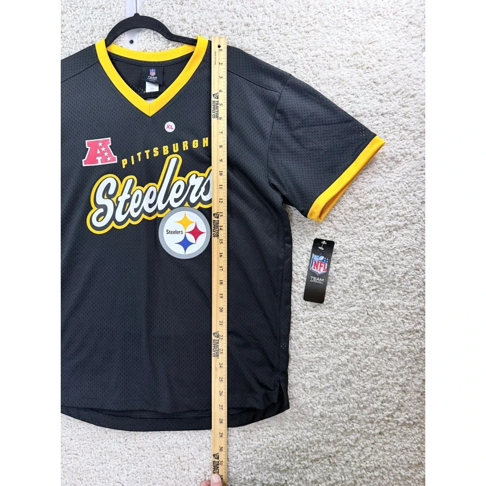 NFL Team Apparel Pittsburgh Steelers Jersey Youth XL Black New Mesh V-Neck 33